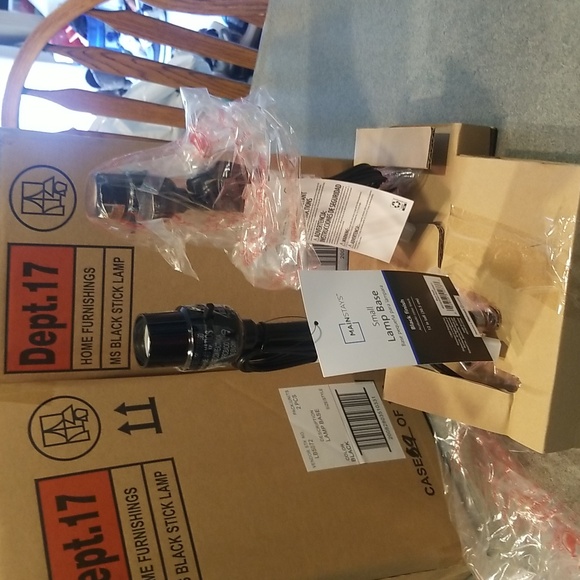 2pk. Mainstays small black stick lamp base 12in tall NWT - Picture 2 of 5